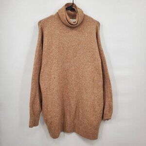 H&M Knitted Cowl Neck Long Jumper Sweater Dress Oversize Soft Small Womens Tan